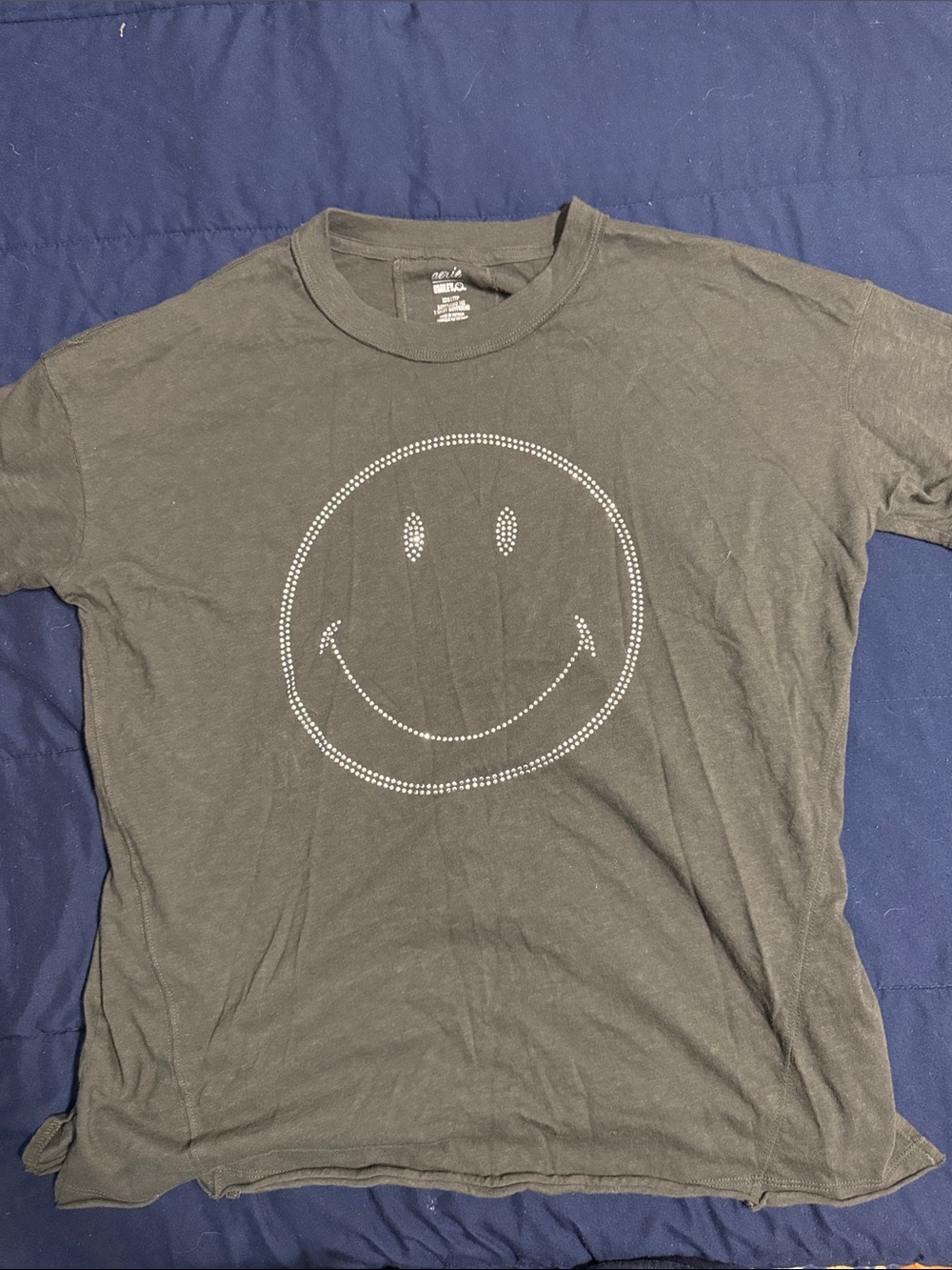 Aerie Smiley Graphic Short-Sleeve T-Shirt - Black size xxs